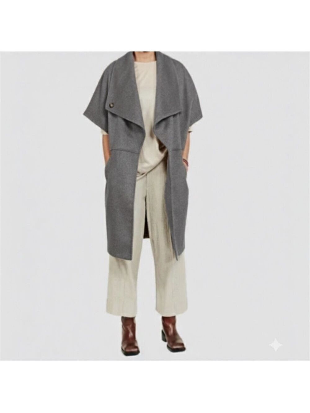 Ayrtight Cape Jacket Zip Up Vest Small Grey Oversized